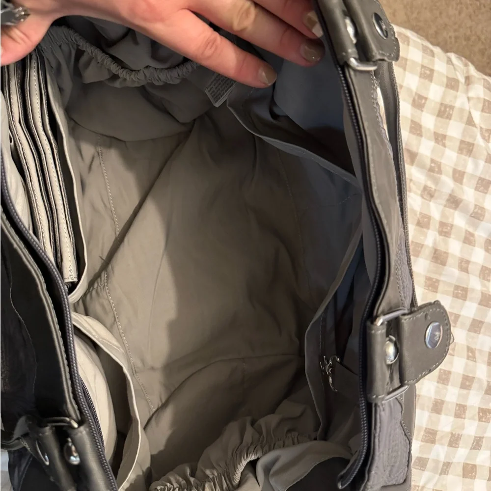 Petunia Pickle Bottom Gray Quilted Diaper Bag